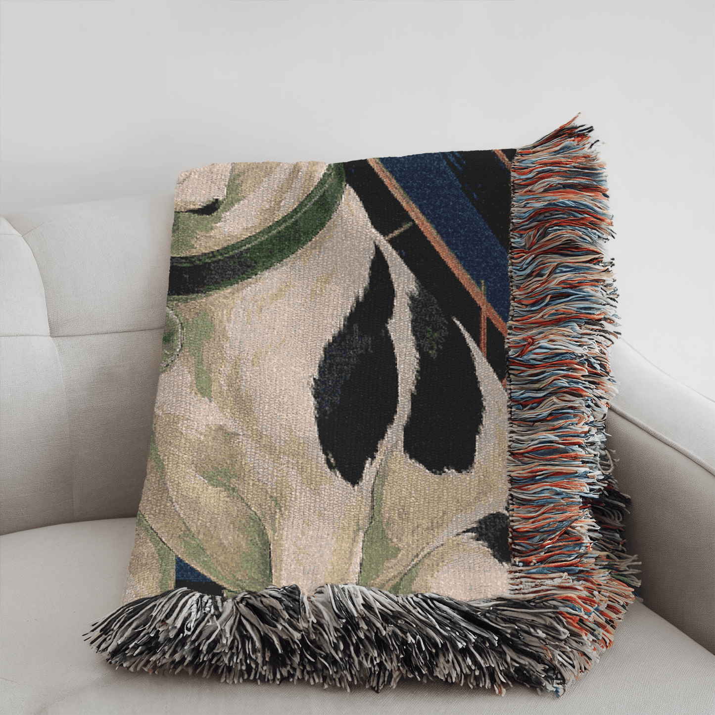Printify Blanket Piebald French Bulldog Art Deco Woven Blanket