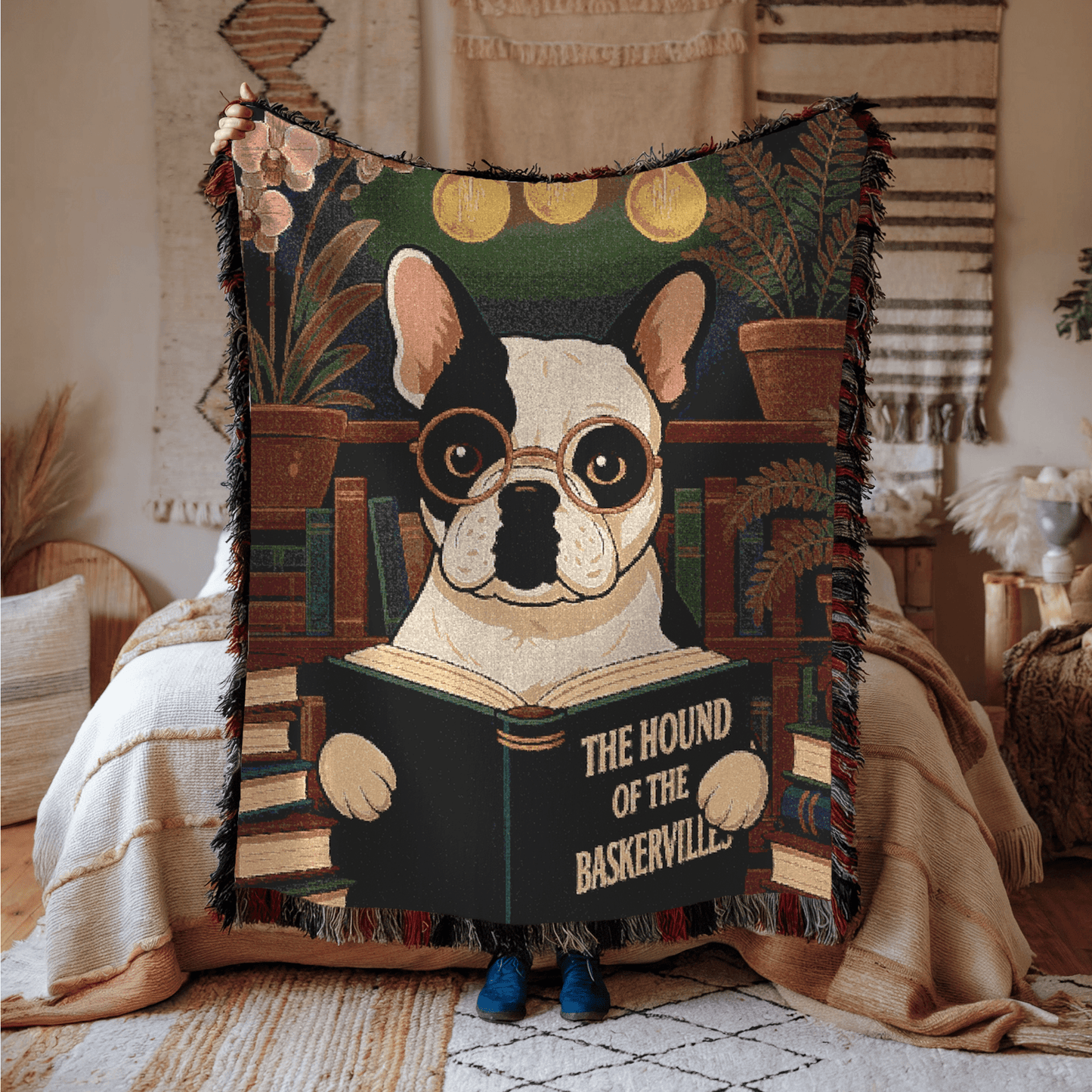 Printify Blanket Piebald French Bulldog Baskervilles Throw Blanket