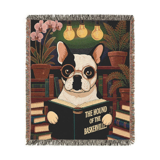 Piebald French Bulldog Baskervilles Throw Blanket