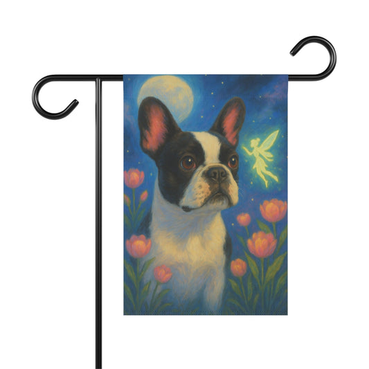 Piebald French Bulldog Fairy Garden Flag
