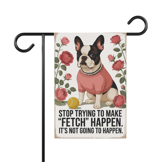 Piebald French Bulldog Fetch Garden Flag