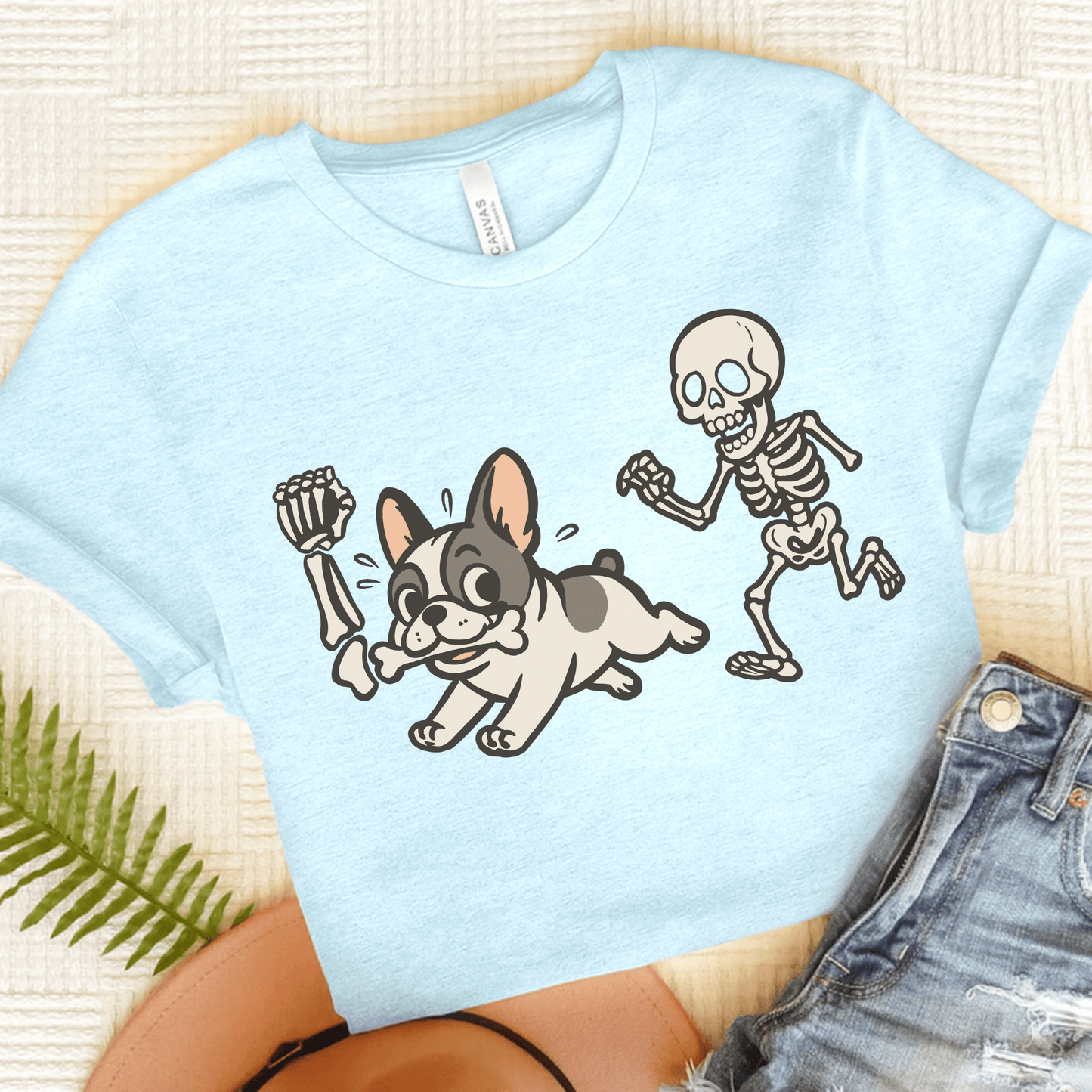 Printify T-Shirt Heather Ice Blue / S Piebald French Bulldog Grave Robber TShirt