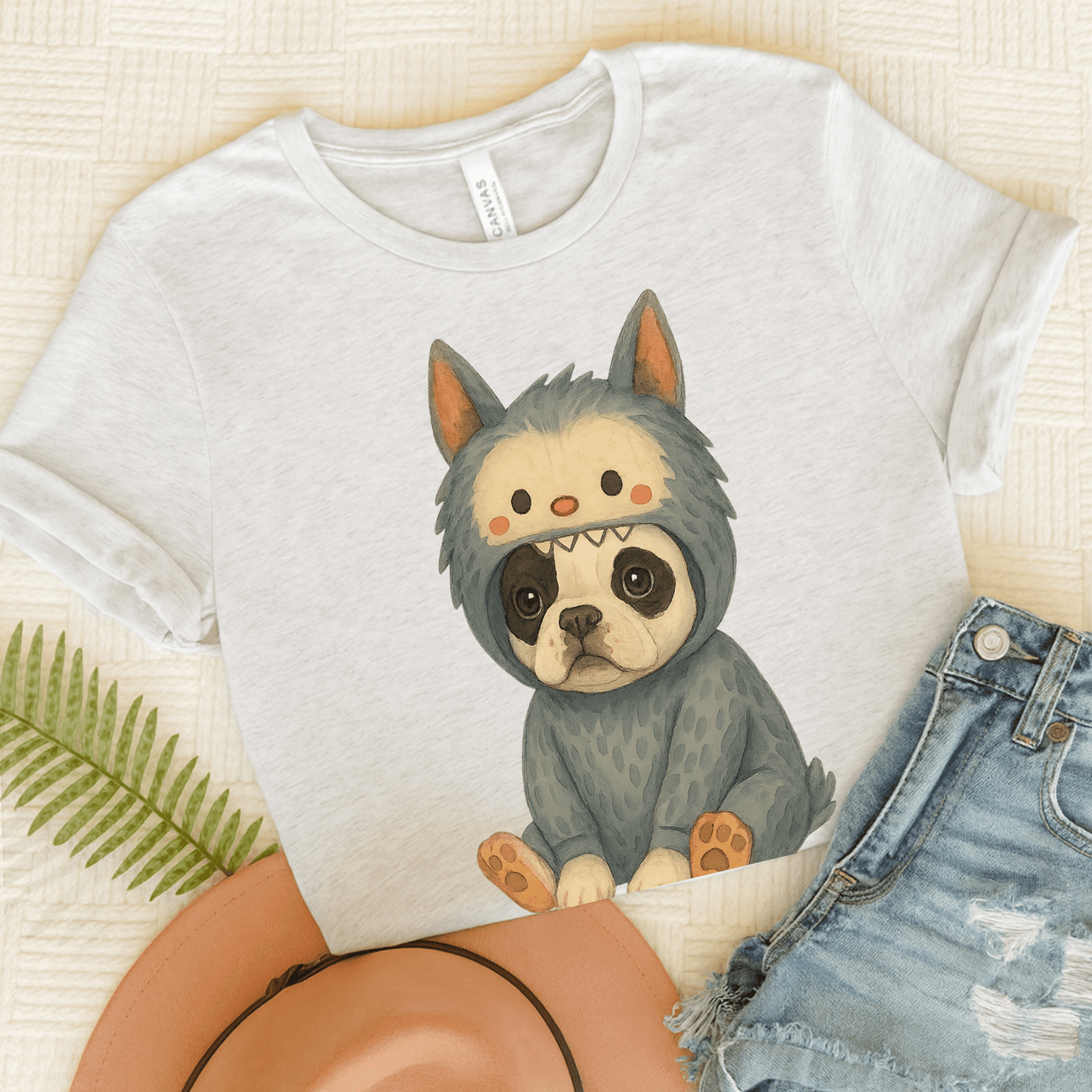 Printify T-Shirt Ash / S Piebald French Bulldog Little Monster TShirt