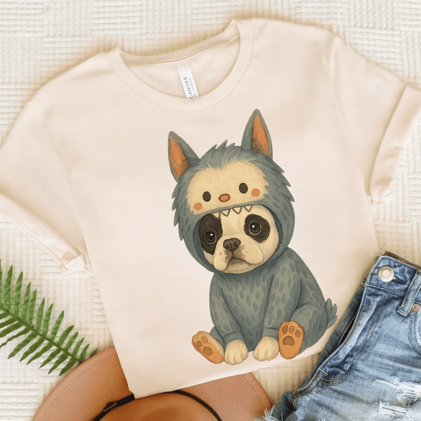 Printify T-Shirt Natural / S Piebald French Bulldog Little Monster TShirt