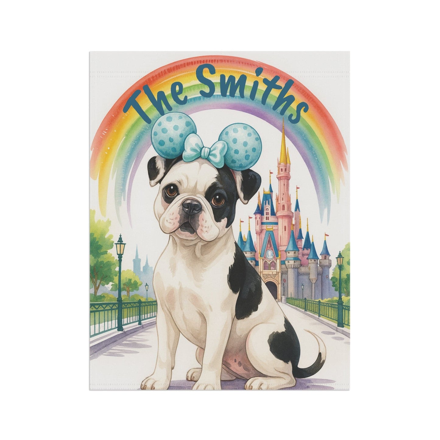 Printify Garden Flag Piebald French Bulldog Magical Kingdom Garden Flag