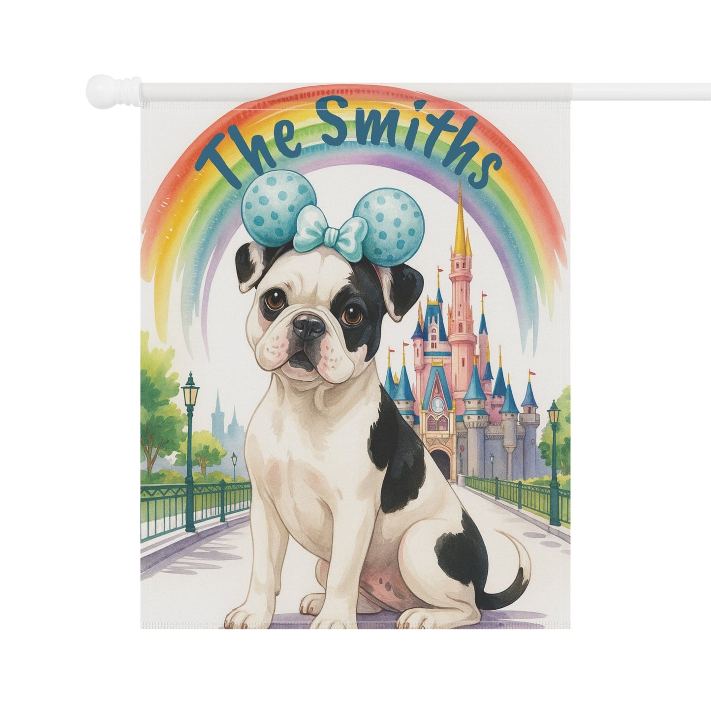 Printify Garden Flag Piebald French Bulldog Magical Kingdom Garden Flag