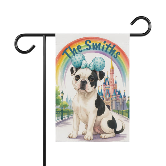 Piebald French Bulldog Magical Kingdom Garden Flag