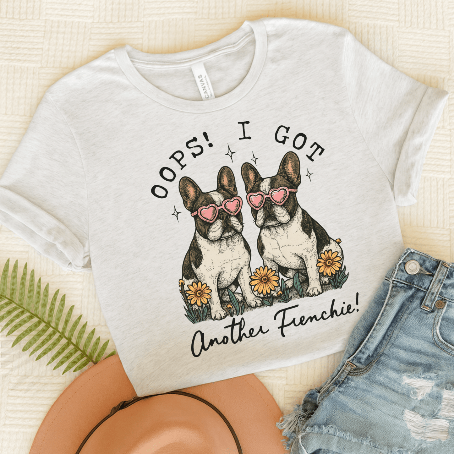 Printify T-Shirt Ash / S Piebald French Bulldog Oops TShirt