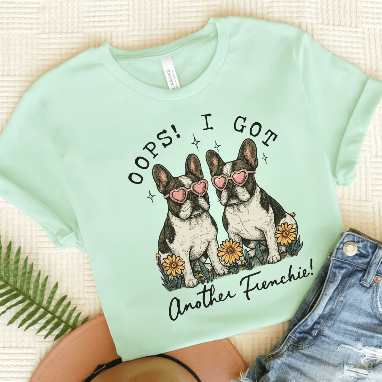 Printify T-Shirt Heather Mint / S Piebald French Bulldog Oops TShirt