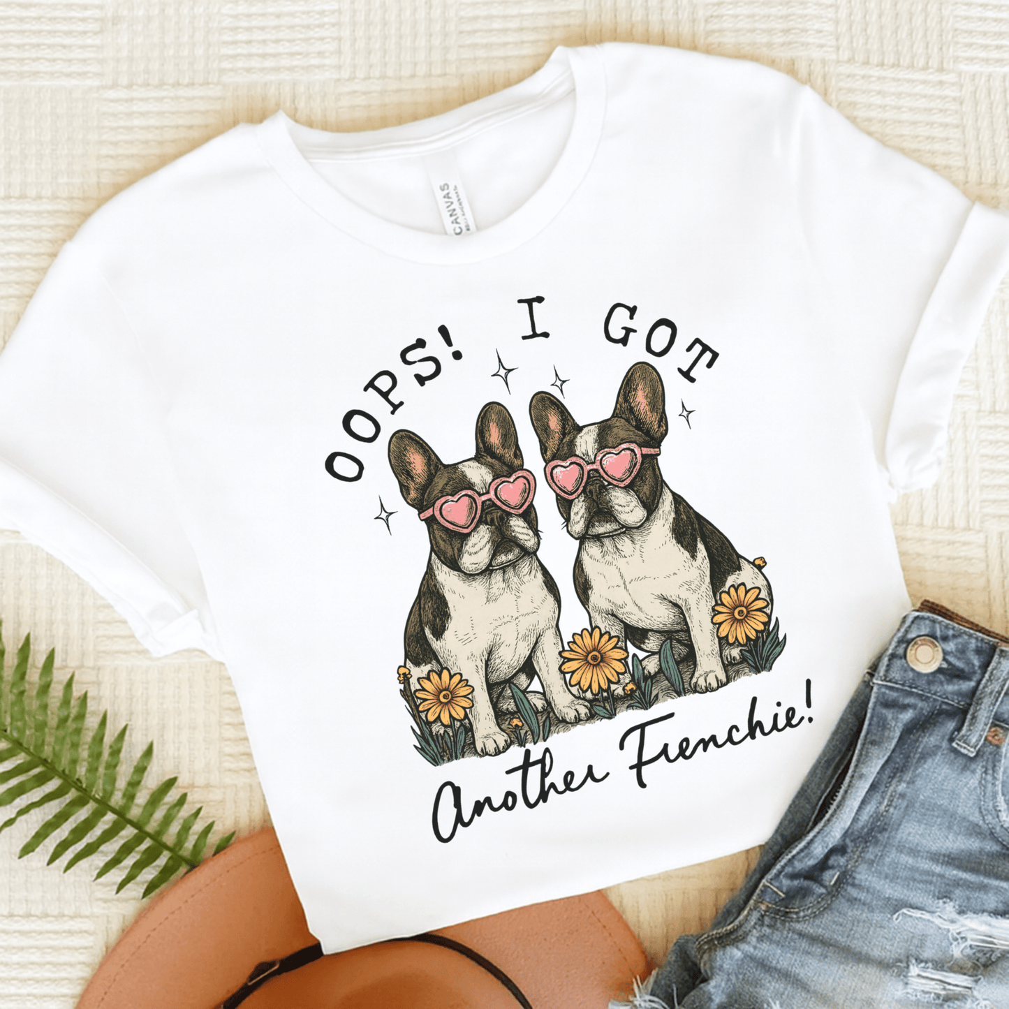 Printify T-Shirt White / S Piebald French Bulldog Oops TShirt