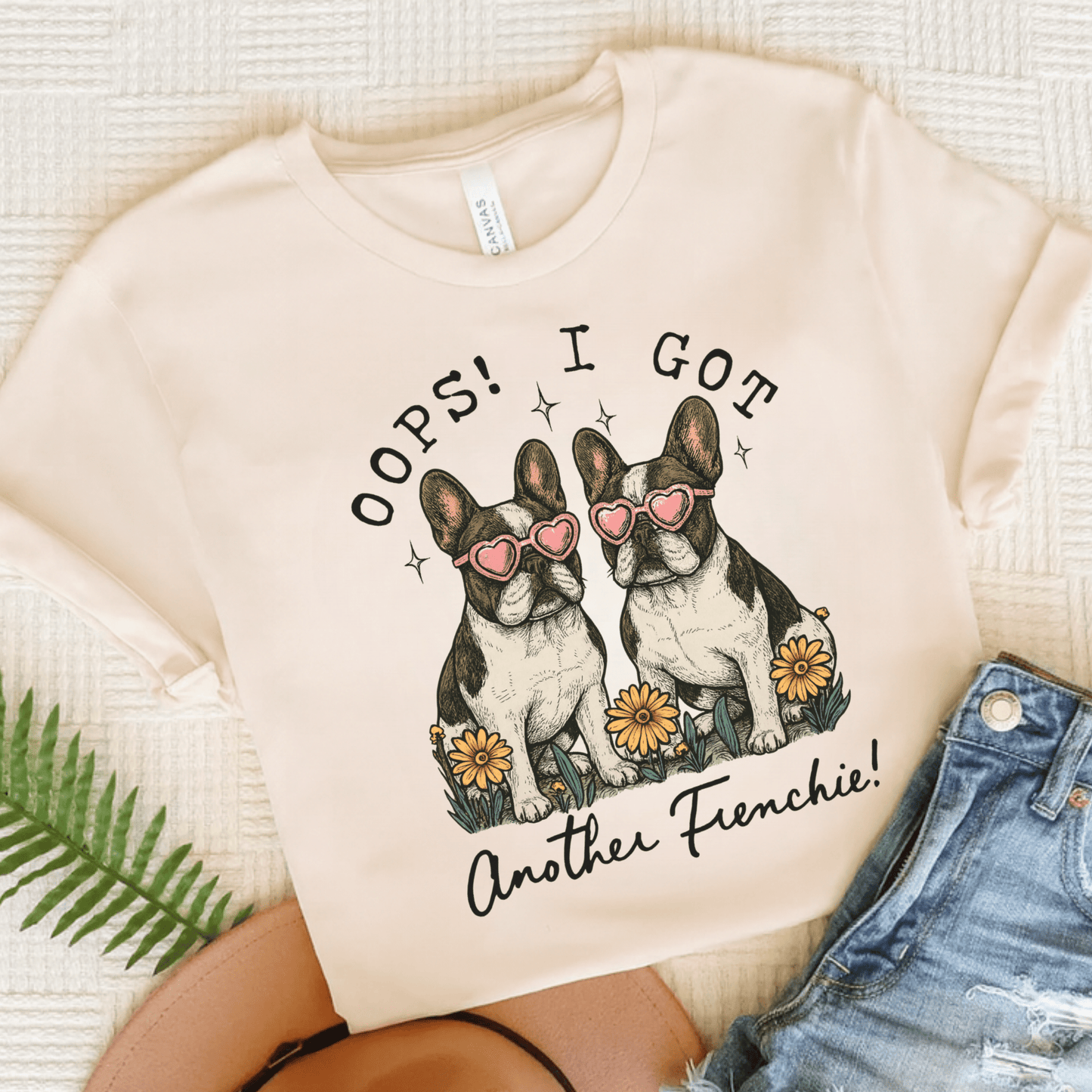 Printify T-Shirt Natural / S Piebald French Bulldog Oops TShirt