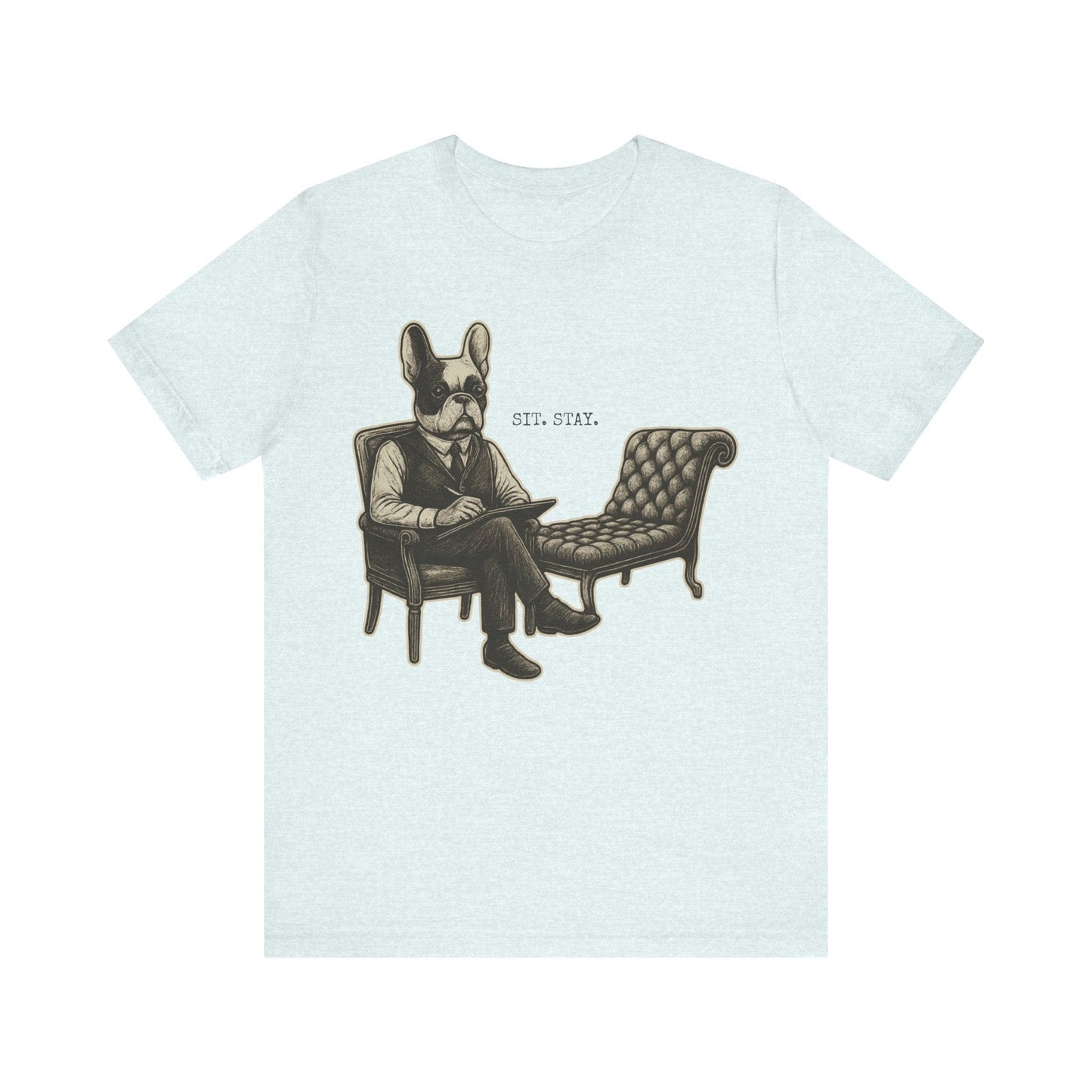 Printify T-Shirt Piebald French Bulldog Sit Stay TShirt