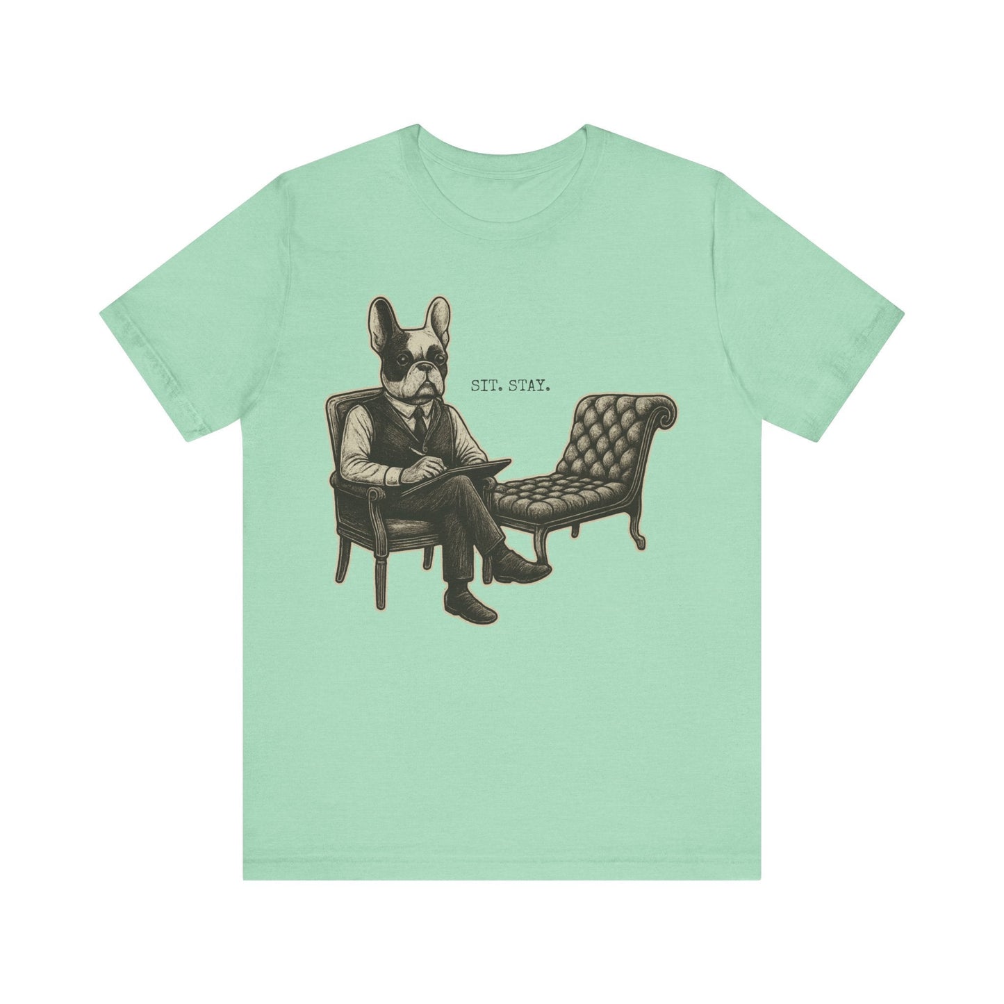 Printify T-Shirt Piebald French Bulldog Sit Stay TShirt