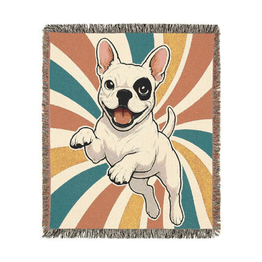 Piebald French Bulldog Swirls Throw Blanket