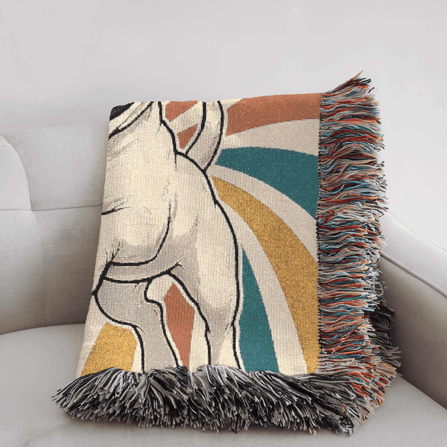 Printify Blanket Piebald French Bulldog Swirls Throw Blanket