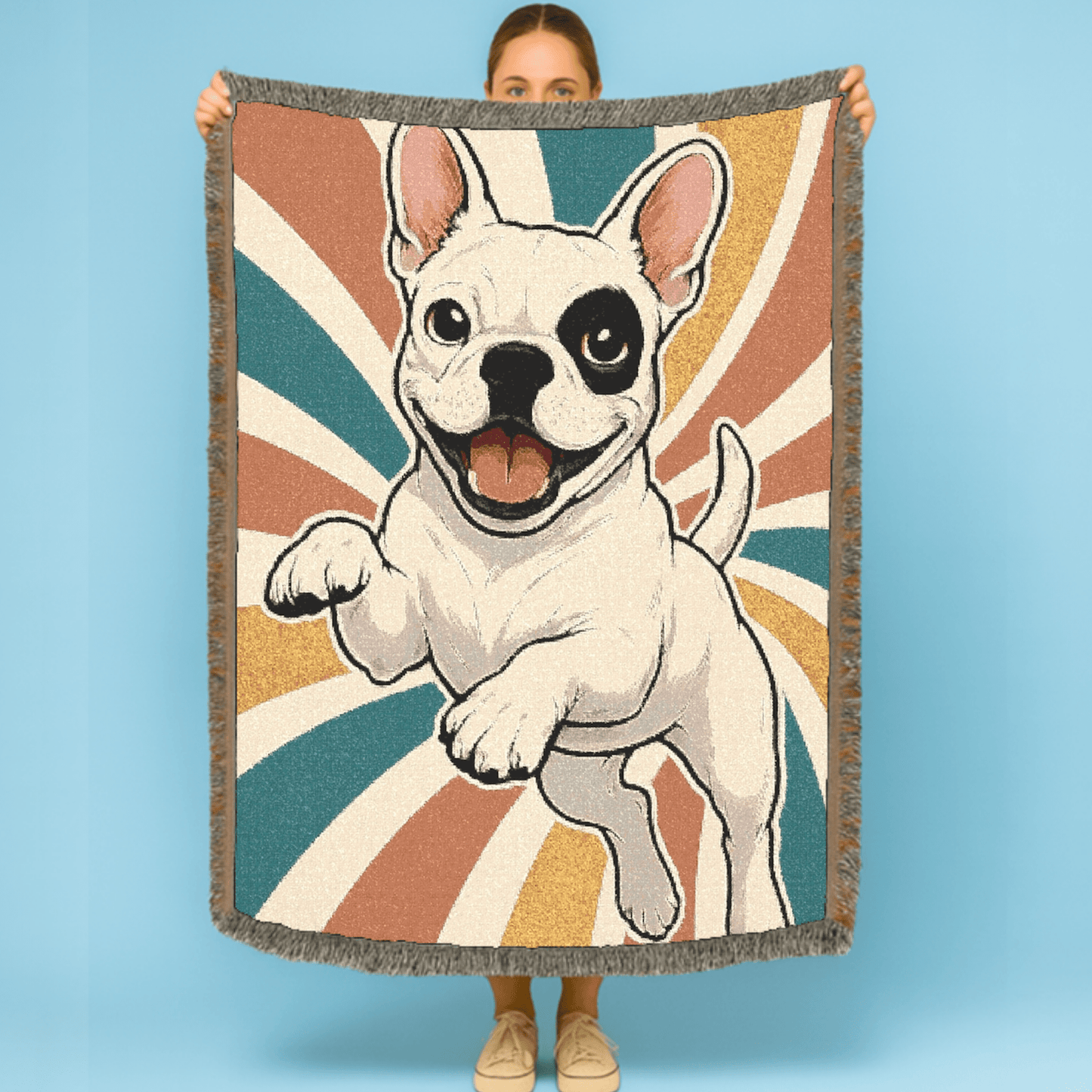 Printify Blanket Piebald French Bulldog Swirls Throw Blanket