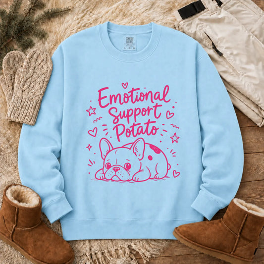 Pink Emotional Support Potato Unisex Sweatshirt Chambray