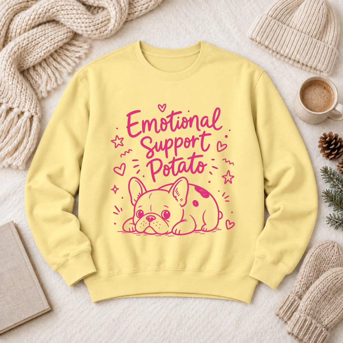 Pink Emotional Support Potato Unisex Sweatshirt Butter