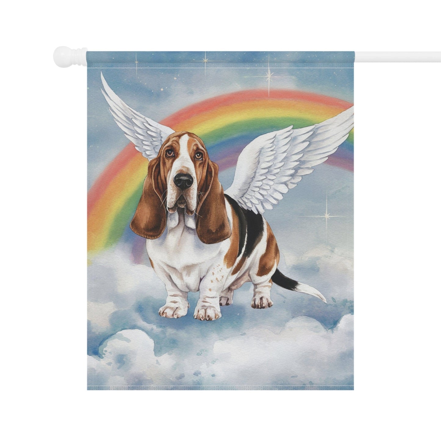 Printify Home Decor Rainbow Bridge Basset Hound, Loss of Pet Garden Flag, Front Yard Spring Decor, Grieving Dog Memorial