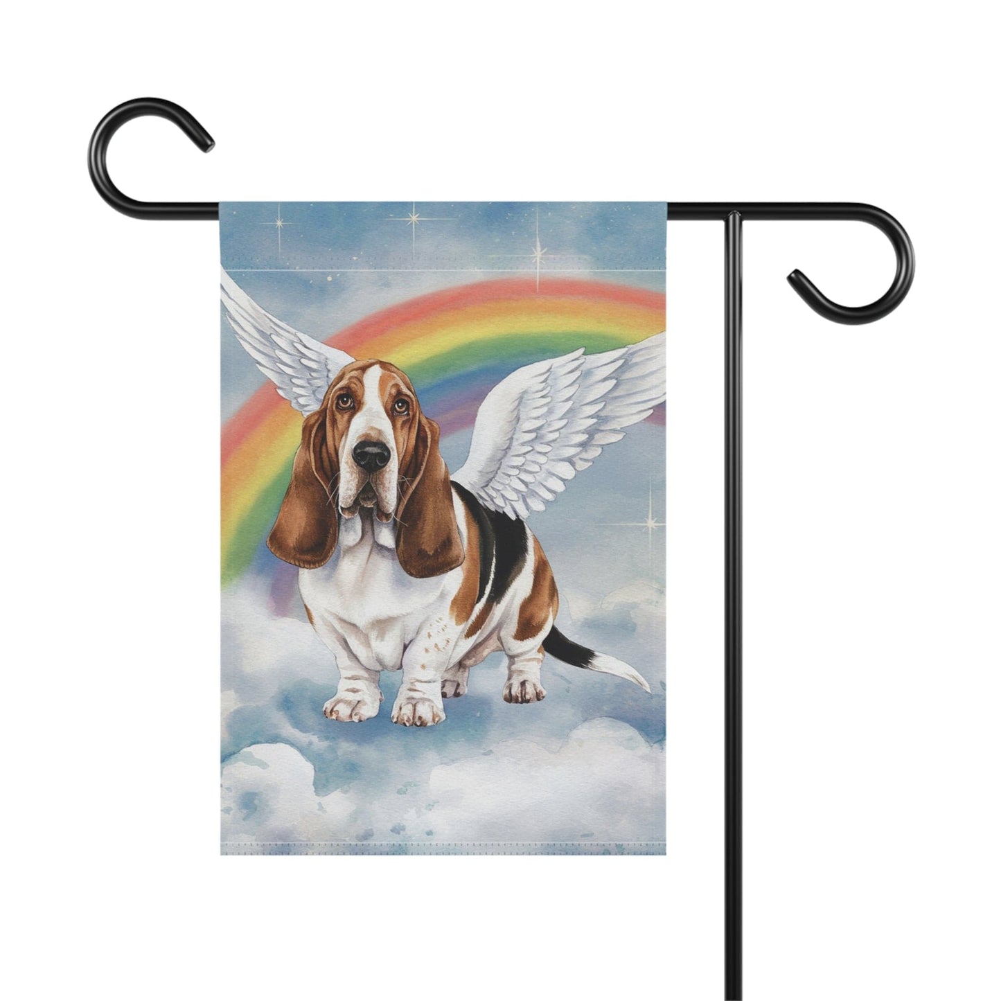 Printify Home Decor Rainbow Bridge Basset Hound, Loss of Pet Garden Flag, Front Yard Spring Decor, Grieving Dog Memorial