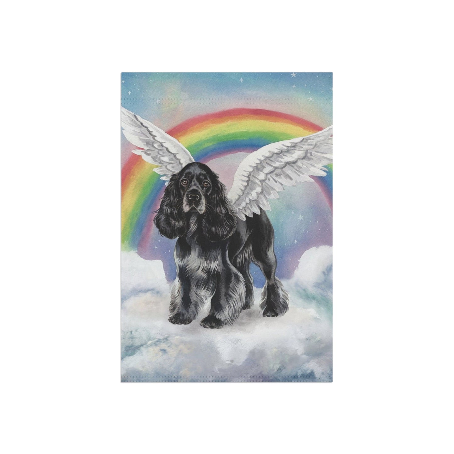 Printify Home Decor Rainbow Bridge Black Cocker Spaniel, Loss of Pet Garden Flag, Yard Spring Decor