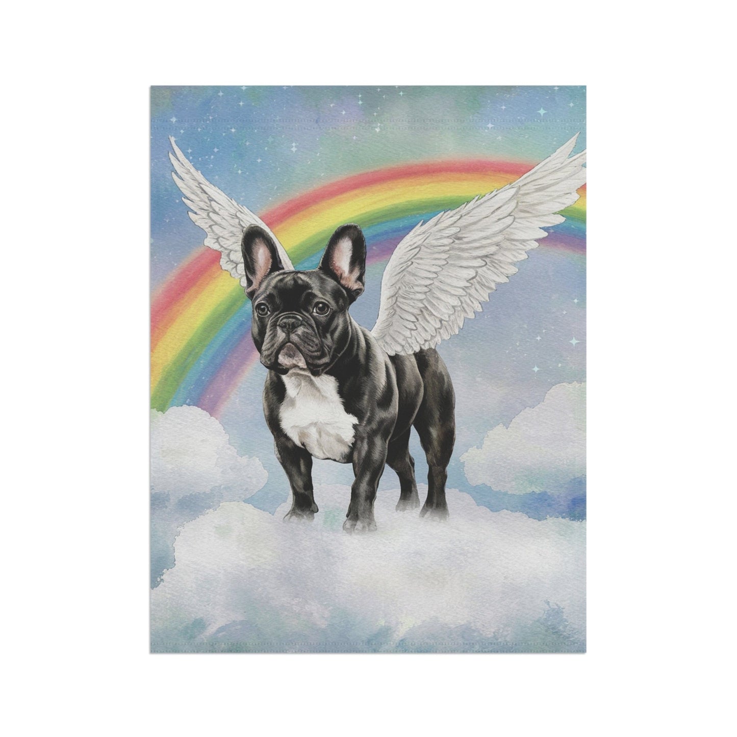 Printify Home Decor Rainbow Bridge Black French Bulldog, Loss of Pet Garden Flag, Yard Spring Decor, Grieving Dog Memorial