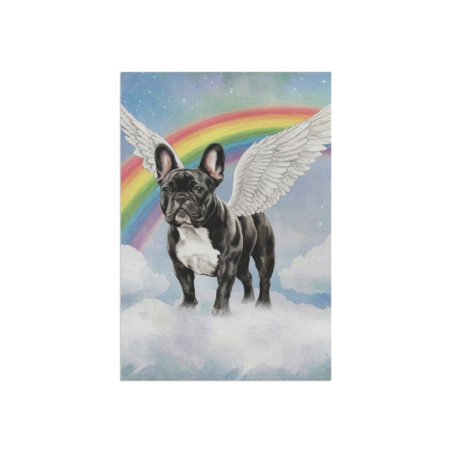 Printify Home Decor Rainbow Bridge Black French Bulldog, Loss of Pet Garden Flag, Yard Spring Decor, Grieving Dog Memorial
