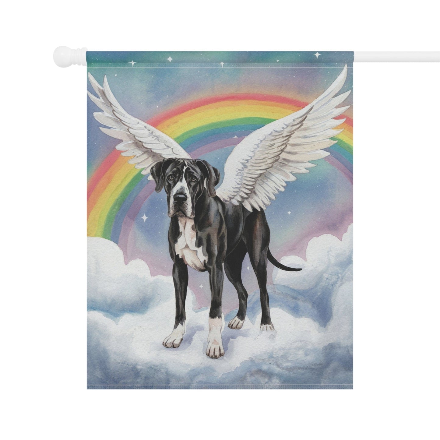 Printify Home Decor Rainbow Bridge Black Great Dane, Loss of Pet Garden Flag, Yard Spring Decor, Grieving Dog Memorial