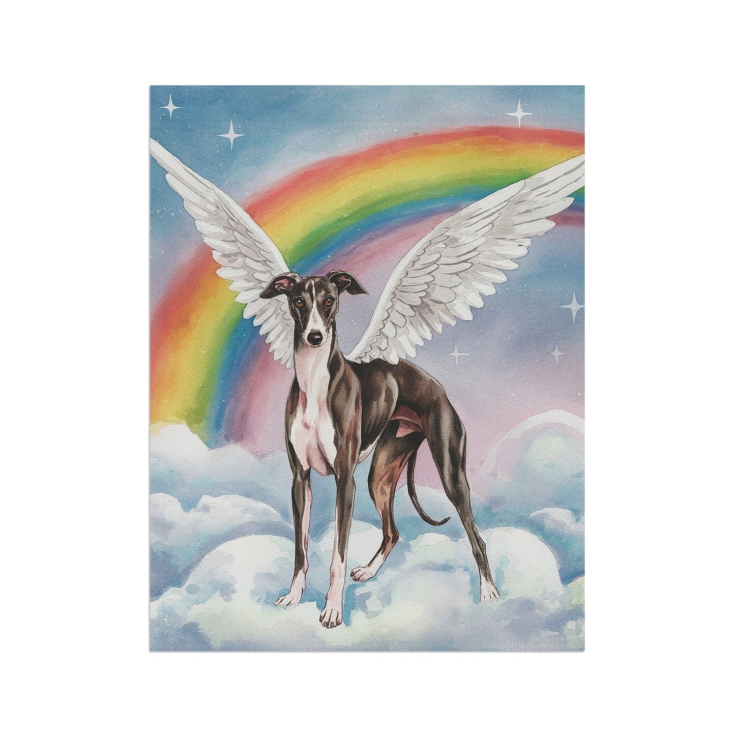 Printify Home Decor Rainbow Bridge Black Greyhound, Loss of Pet Garden Flag, Yard Spring Decor, Grieving Dog Memorial