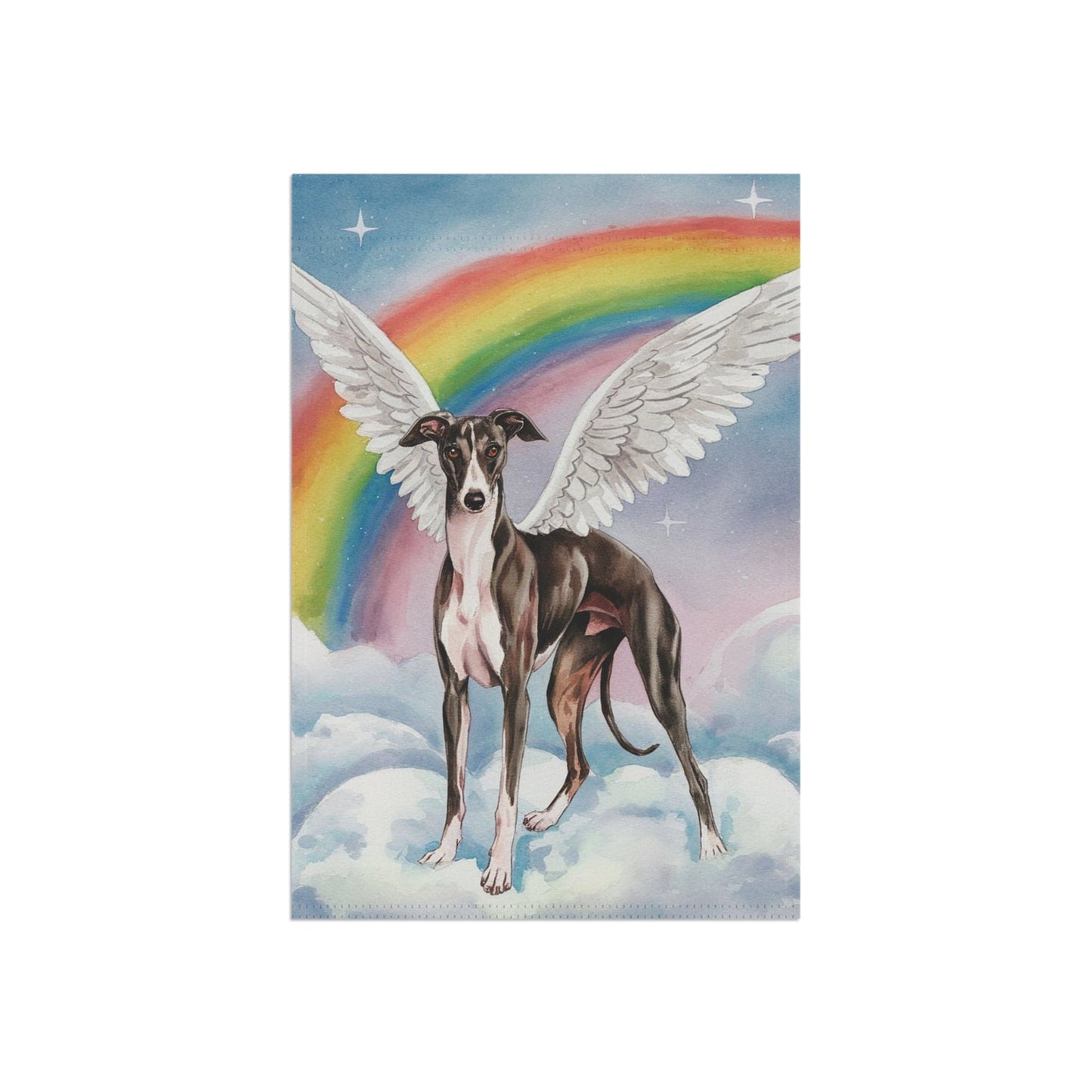 Printify Home Decor Rainbow Bridge Black Greyhound, Loss of Pet Garden Flag, Yard Spring Decor, Grieving Dog Memorial