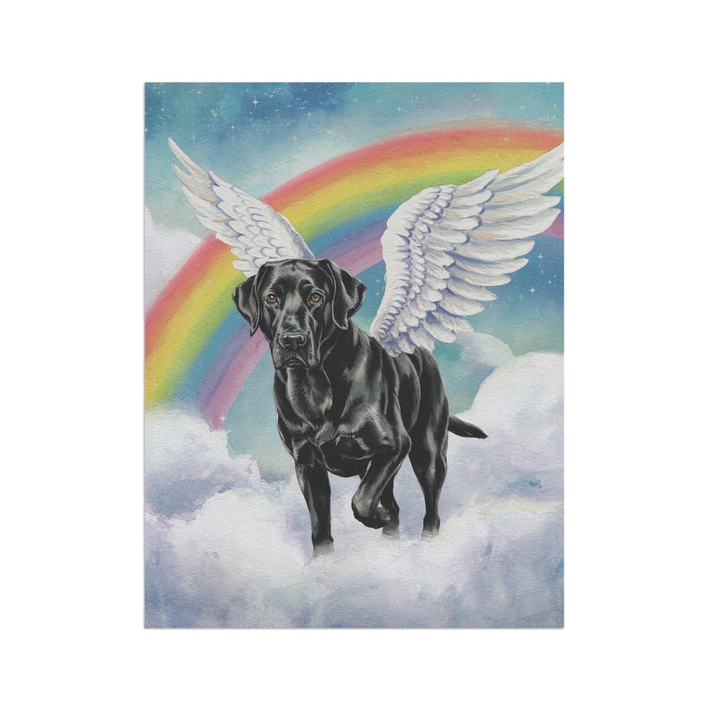 Printify Home Decor Rainbow Bridge Black Labrador, Loss of Pet Garden Flag, Yard Spring Decor, Grieving Dog Memorial