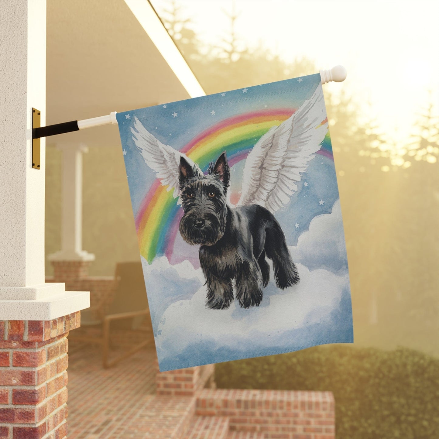 Printify Home Decor Rainbow Bridge Black Scottie, Scottish Terrier, Loss of Pet Garden Flag, Dog Memorial Grieving