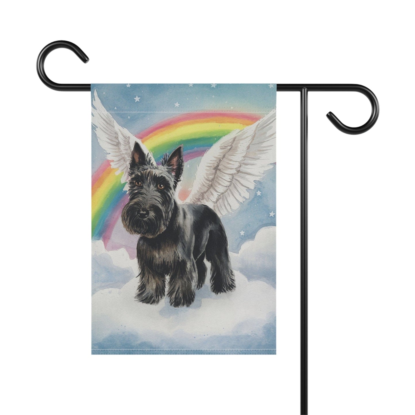 Printify Home Decor Rainbow Bridge Black Scottie, Scottish Terrier, Loss of Pet Garden Flag, Dog Memorial Grieving