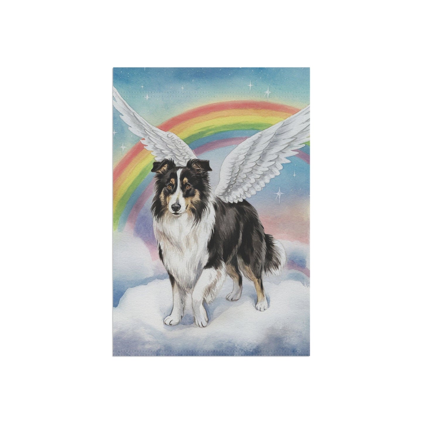Printify Home Decor Rainbow Bridge Border Collie, Loss of Pet Garden Flag, Yard Decor, Grieving Gardener Dog Memorial Gift