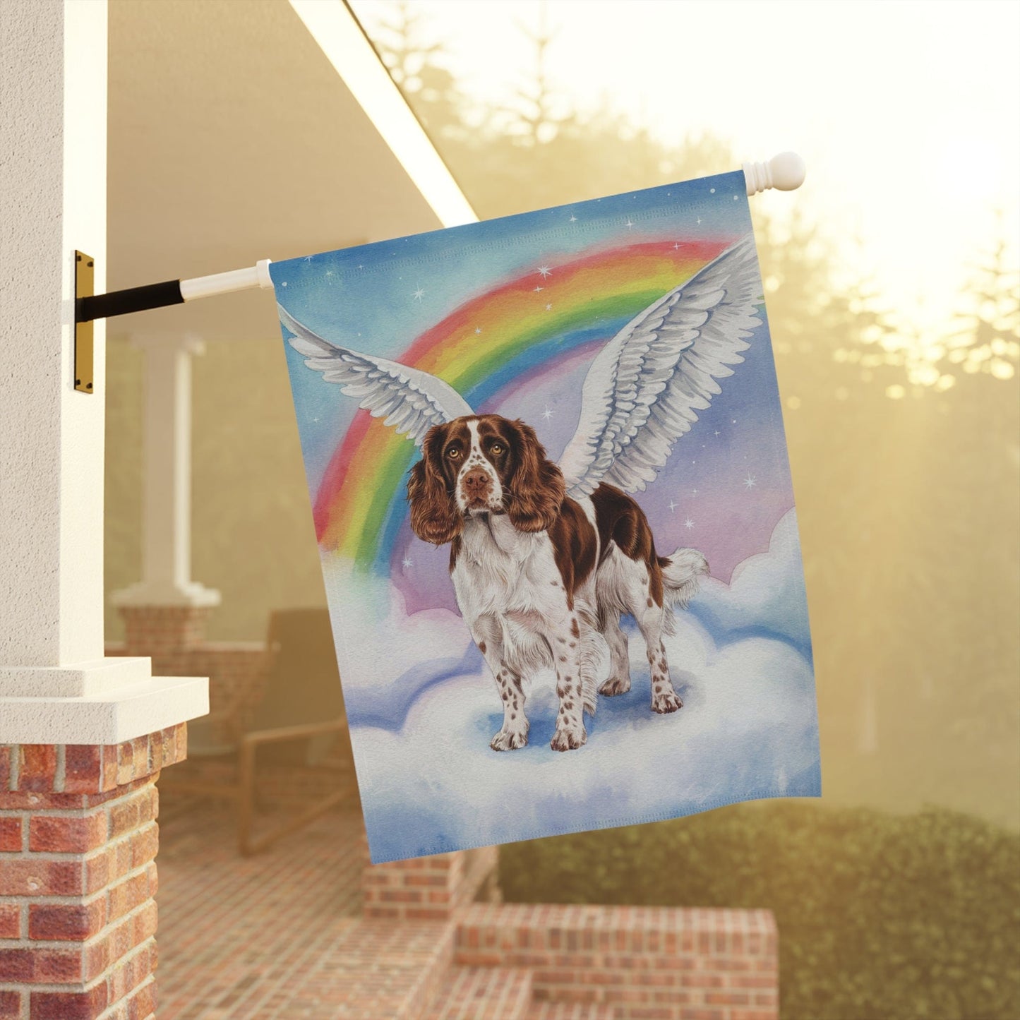 Printify Home Decor Rainbow Bridge Brown Springer Spaniel, Loss of Pet Garden Flag, Yard Spring Grieving Dog