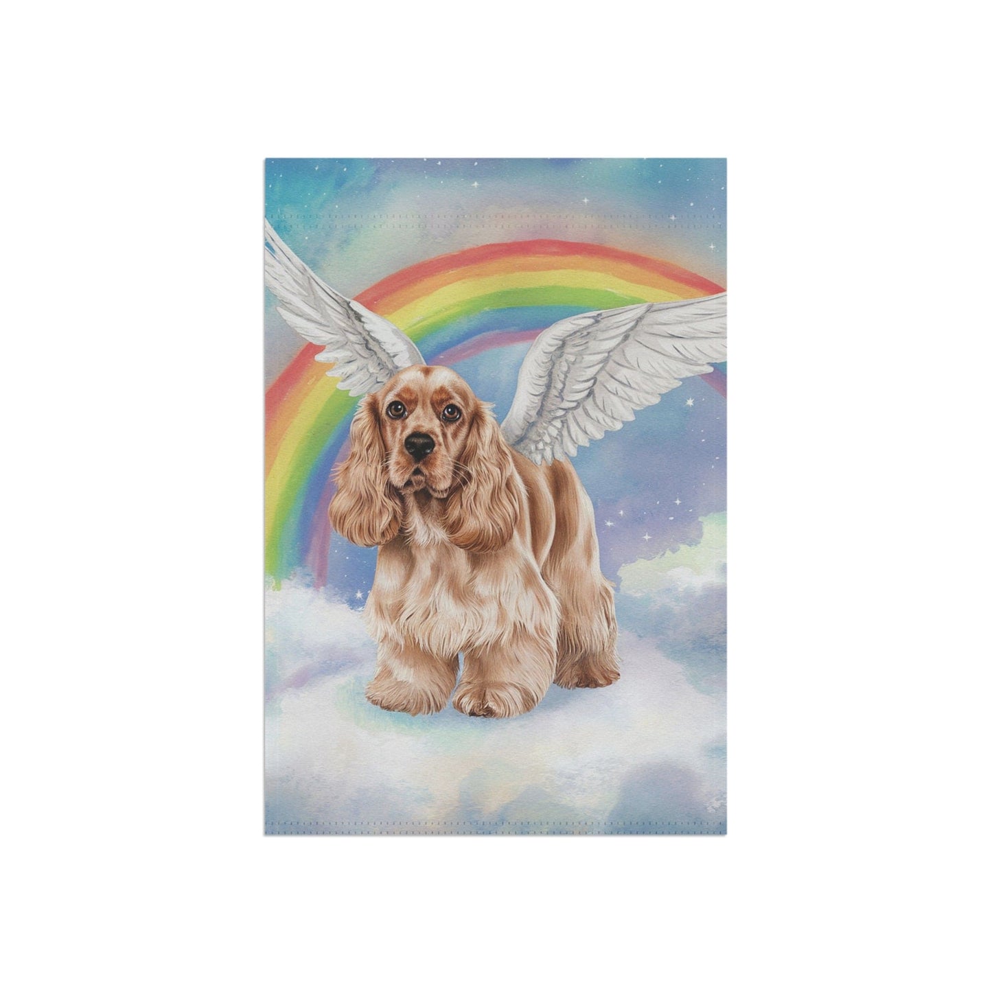 Printify Home Decor Rainbow Bridge Buff Cocker Spaniel, Loss of Pet Garden Flag, Yard Spring Decor, Grieving Gardener Dog Memorial