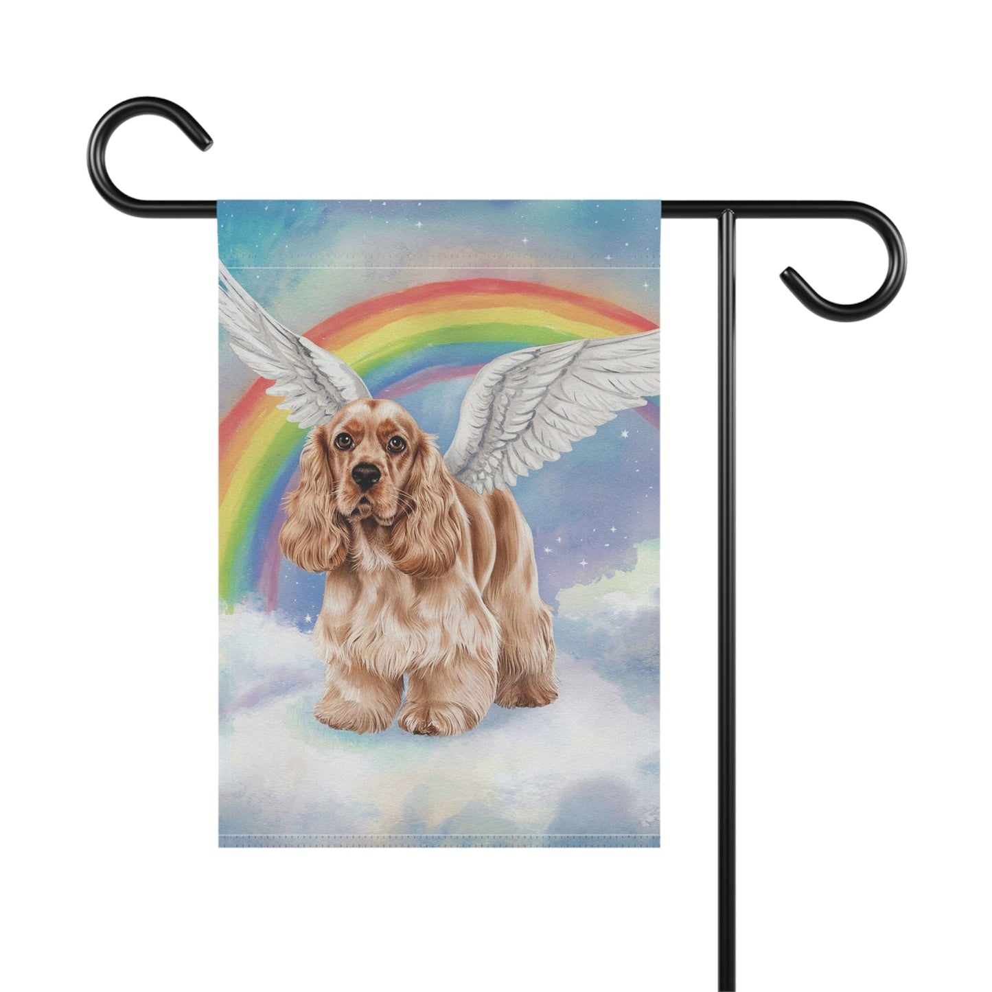 Printify Home Decor Rainbow Bridge Buff Cocker Spaniel, Loss of Pet Garden Flag, Yard Spring Decor, Grieving Gardener Dog Memorial