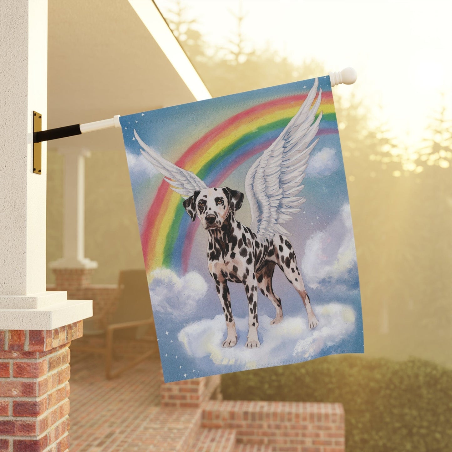 Rainbow Bridge Dalmatian, Loss of Pet Garden Flag, Front Yard Spring Decor, Grieving Dog Memorial
