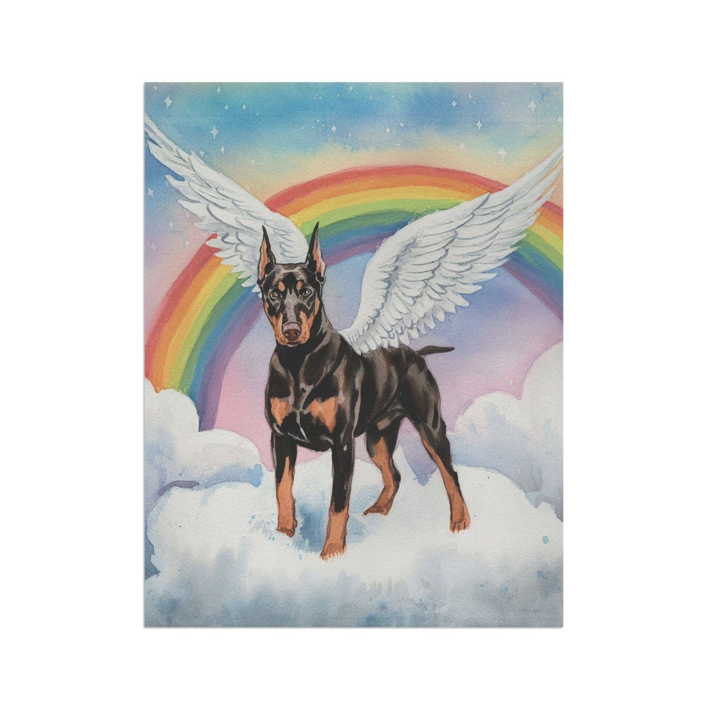 Printify Home Decor Rainbow Bridge Doberman Pinscher, Loss of Pet Garden Flag, Yard Spring Decor, Grieving Memorial