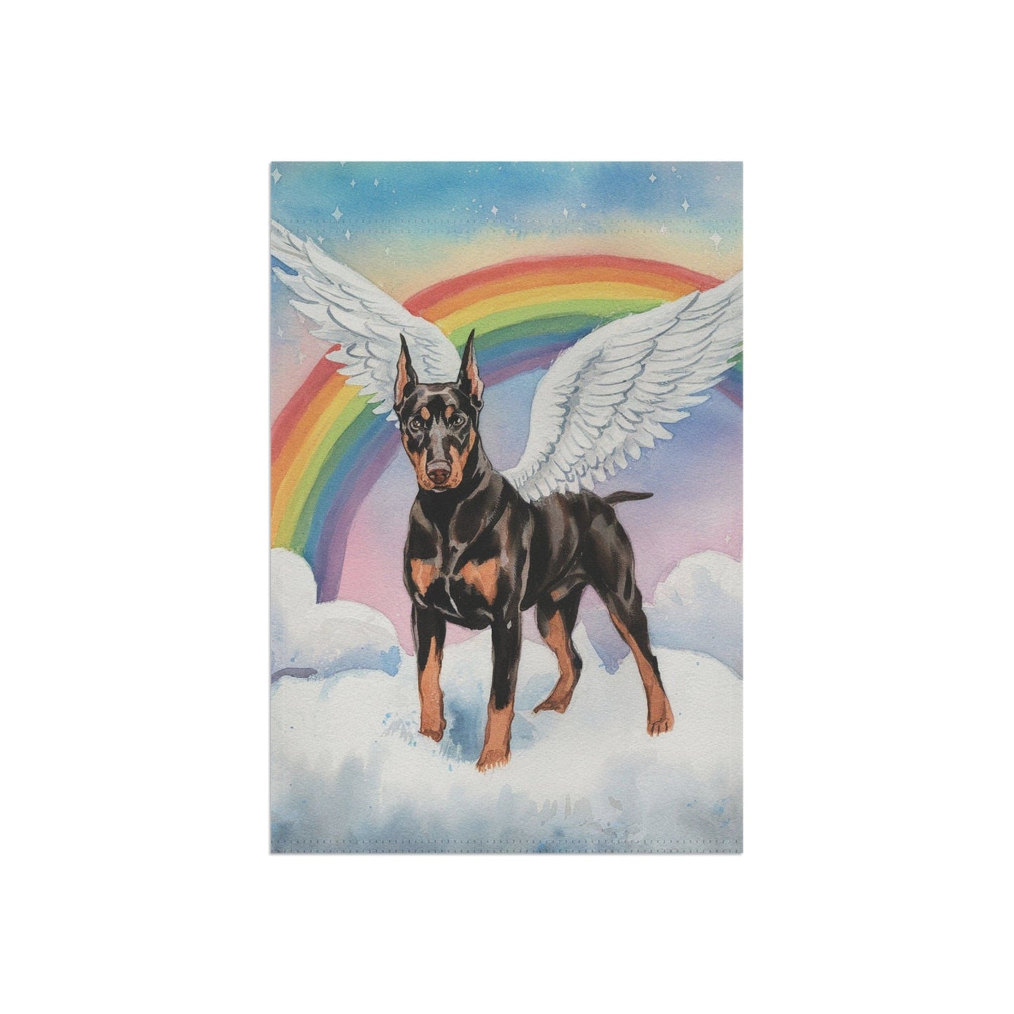 Printify Home Decor Rainbow Bridge Doberman Pinscher, Loss of Pet Garden Flag, Yard Spring Decor, Grieving Memorial