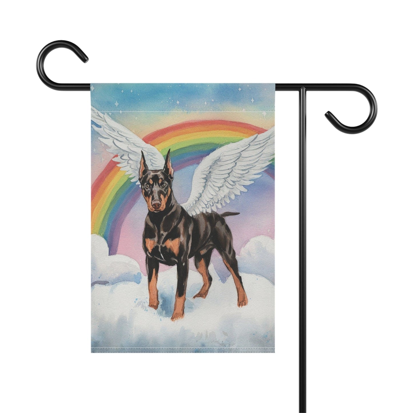 Printify Home Decor Rainbow Bridge Doberman Pinscher, Loss of Pet Garden Flag, Yard Spring Decor, Grieving Memorial