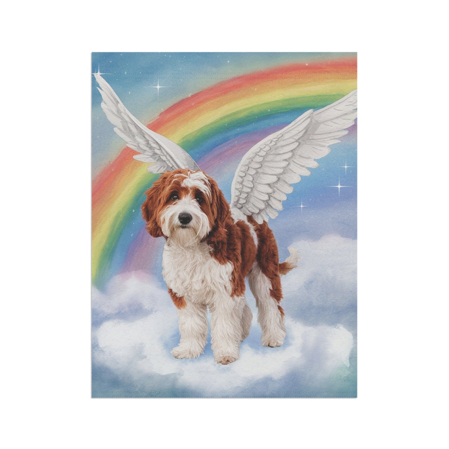 Printify Home Decor Rainbow Bridge Doodle Parti, Loss of Pet Garden Flag, Yard Spring Decor, Grieving Gardener Gift, Dog Memorial