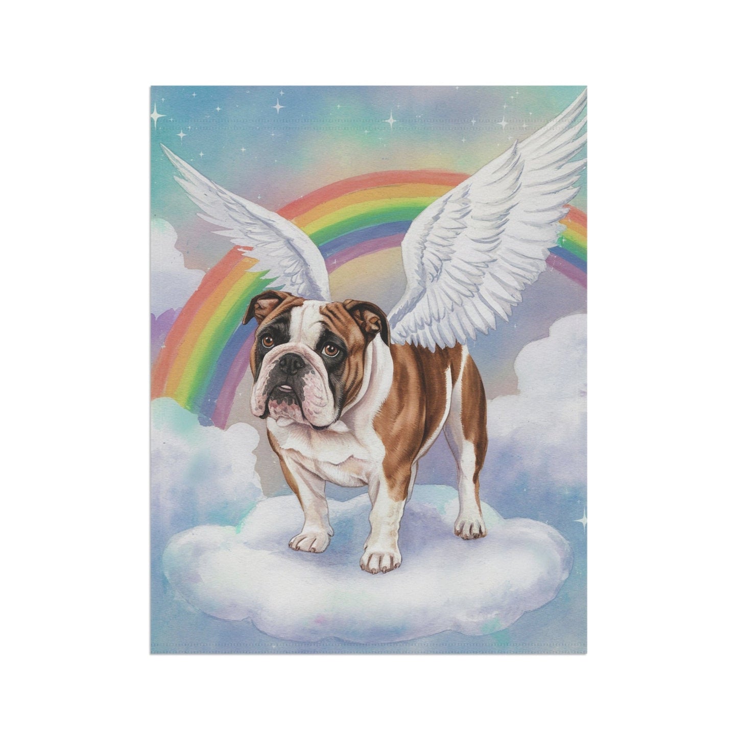 Printify Home Decor Rainbow Bridge English Bulldog, Loss of Pet Garden Flag, Yard Spring Decor, Grieving Dog Memorial