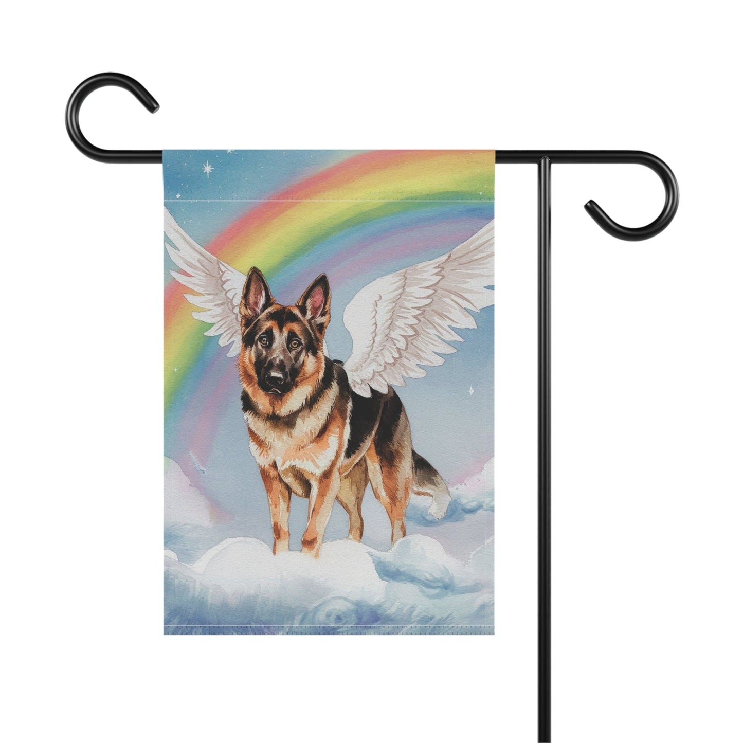 Printify Home Decor Rainbow Bridge German Shepherd, Loss of Pet Garden Flag, Yard Spring Decor, Grieving Dog Memorial