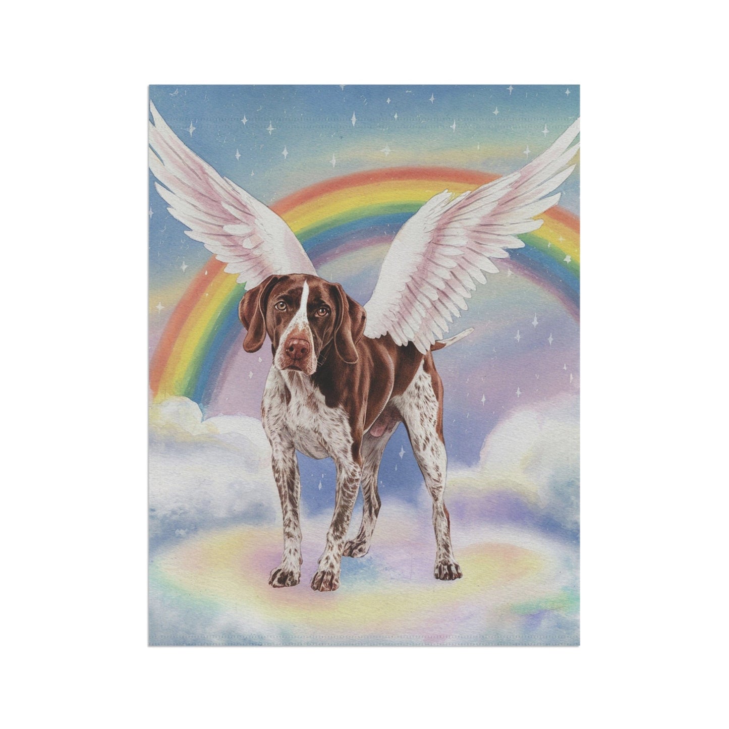 Printify Home Decor Rainbow Bridge German Shorthaired Pointer, Loss of Pet Garden Flag, Yard Spring Decor, Grieving Dog Memorial