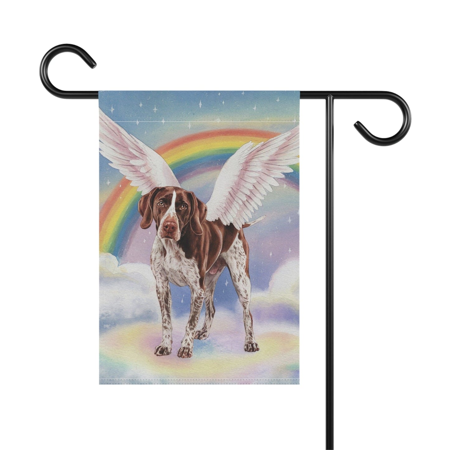 Printify Home Decor Rainbow Bridge German Shorthaired Pointer, Loss of Pet Garden Flag, Yard Spring Decor, Grieving Dog Memorial