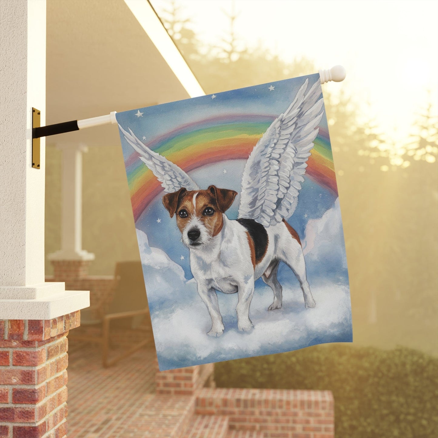 Printify Home Decor Rainbow Bridge Jack Russell Terrier, Loss of Pet Garden Flag, Yard Decor, Grieving Gardener
