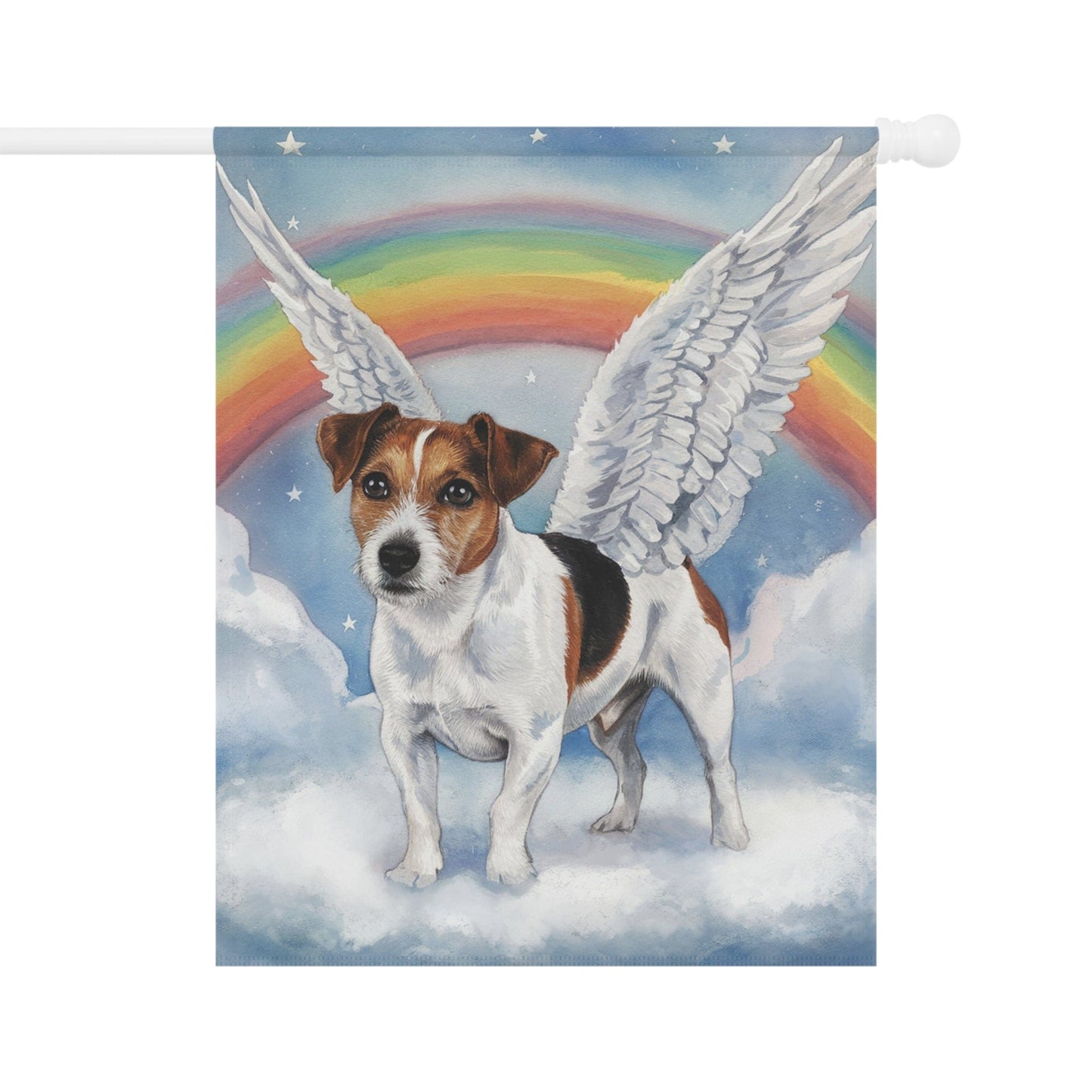 Printify Home Decor 24.5'' × 32'' Rainbow Bridge Jack Russell Terrier, Loss of Pet Garden Flag, Yard Decor, Grieving Gardener