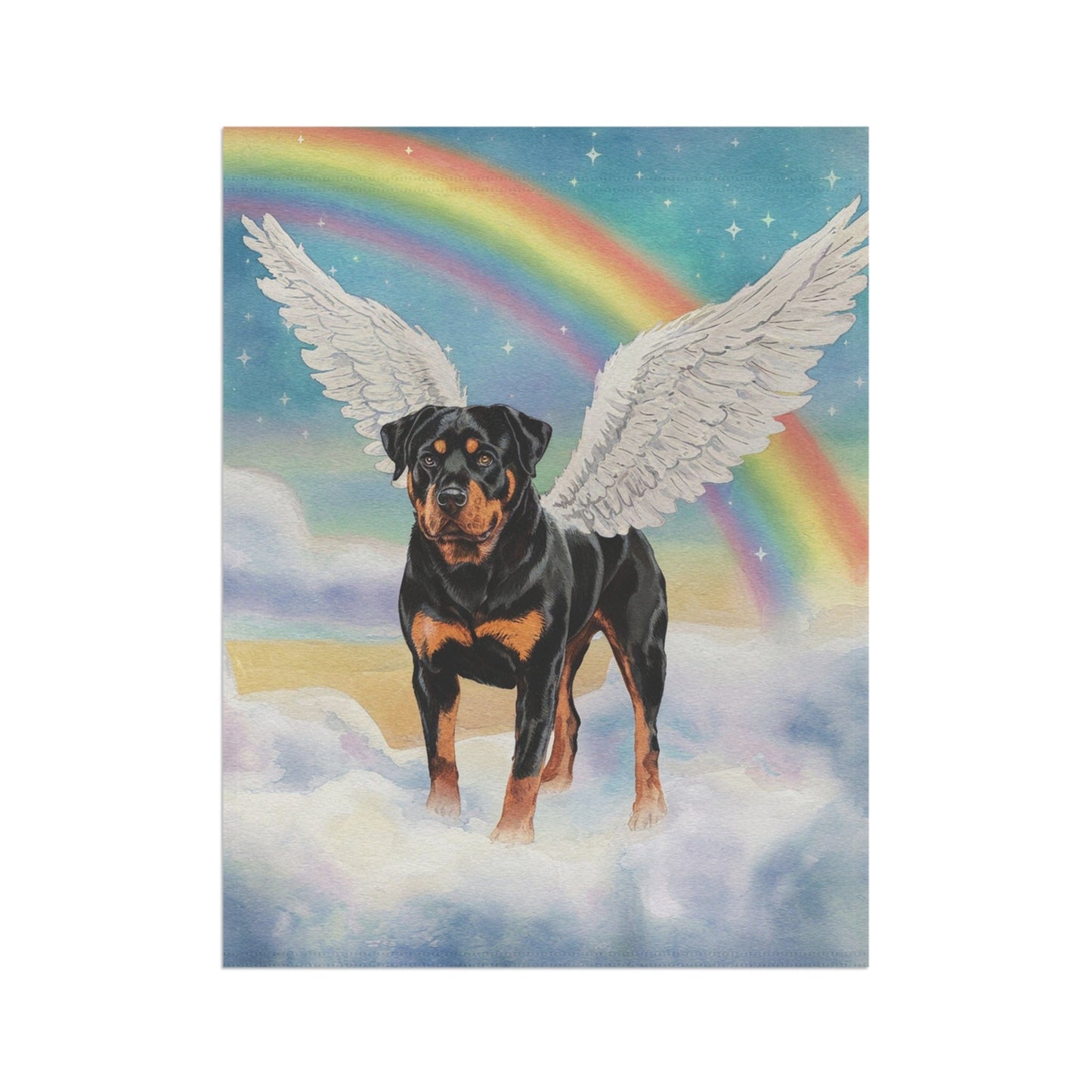 Printify Home Decor Rainbow Bridge Rottweiler, Loss of Pet Garden Flag, Yard Spring Decor, Grieving Gardener Gift, Memorial Gifts