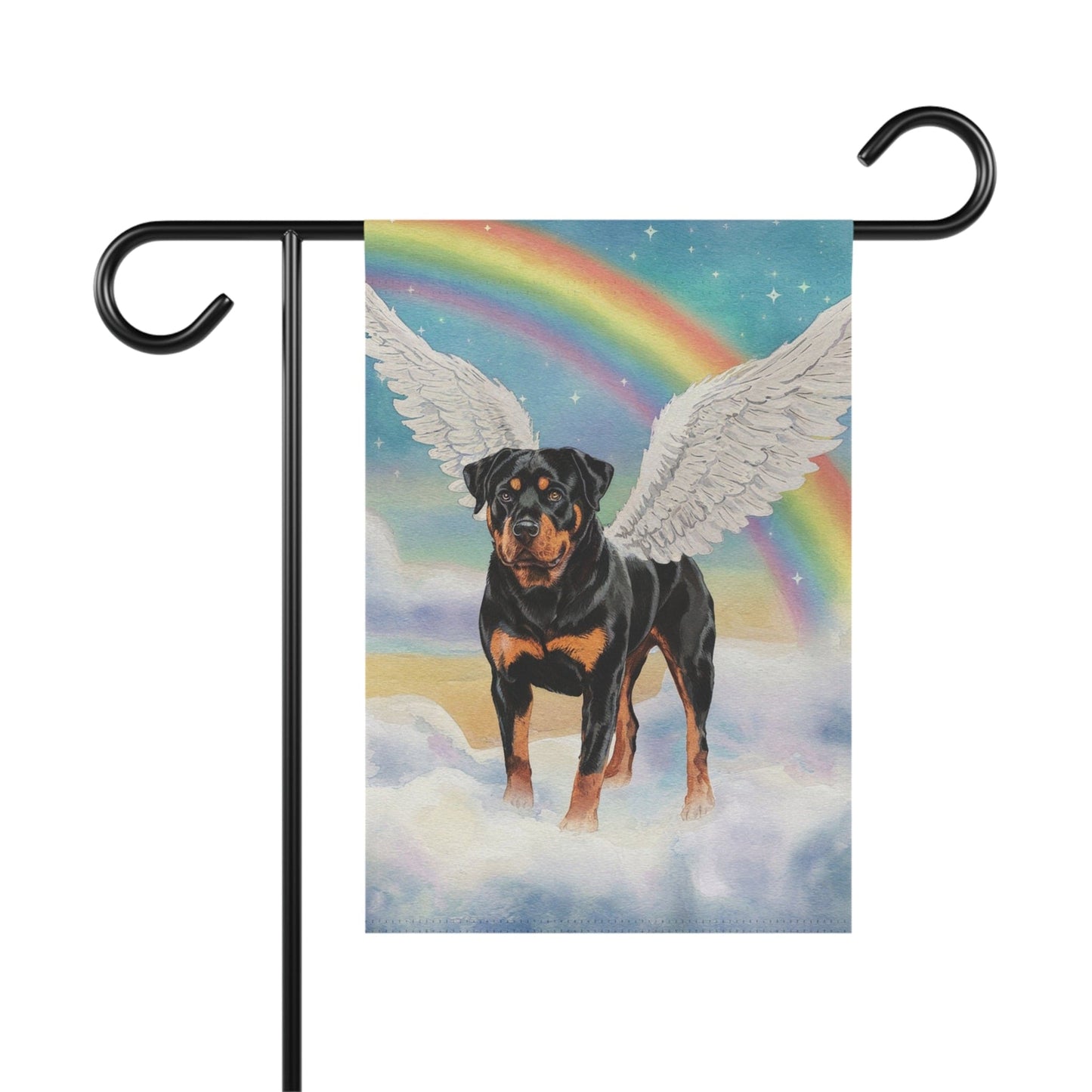 Printify Home Decor 12'' × 18'' Rainbow Bridge Rottweiler, Loss of Pet Garden Flag, Yard Spring Decor, Grieving Gardener Gift, Memorial Gifts